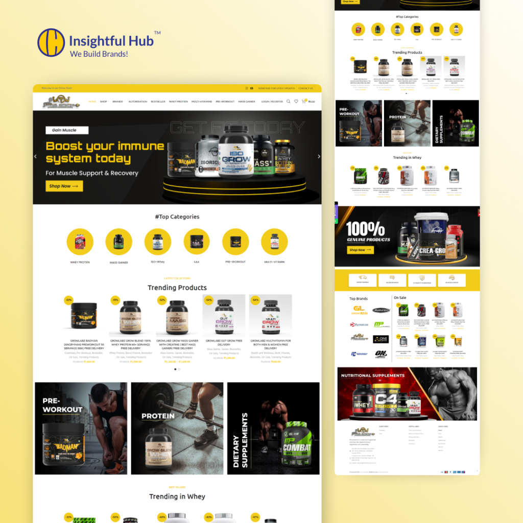 FitFuel Nutrition ecommerce website design portfolio by Insightful Hub